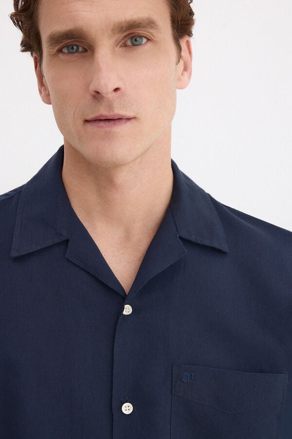 Pedro del Hierro Linen cotton long sleeve shirt Blue