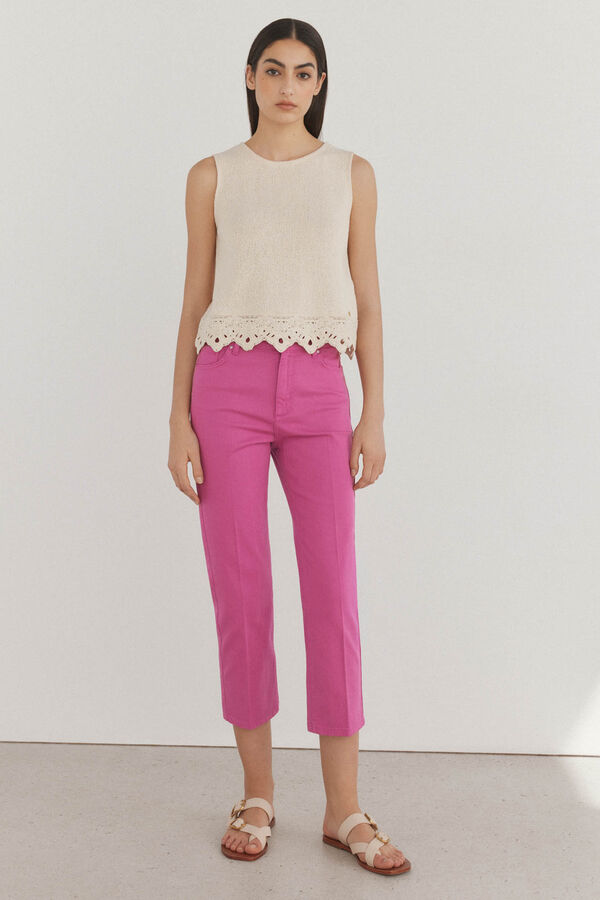 Pedro del Hierro Basic straight capri jeans Pink