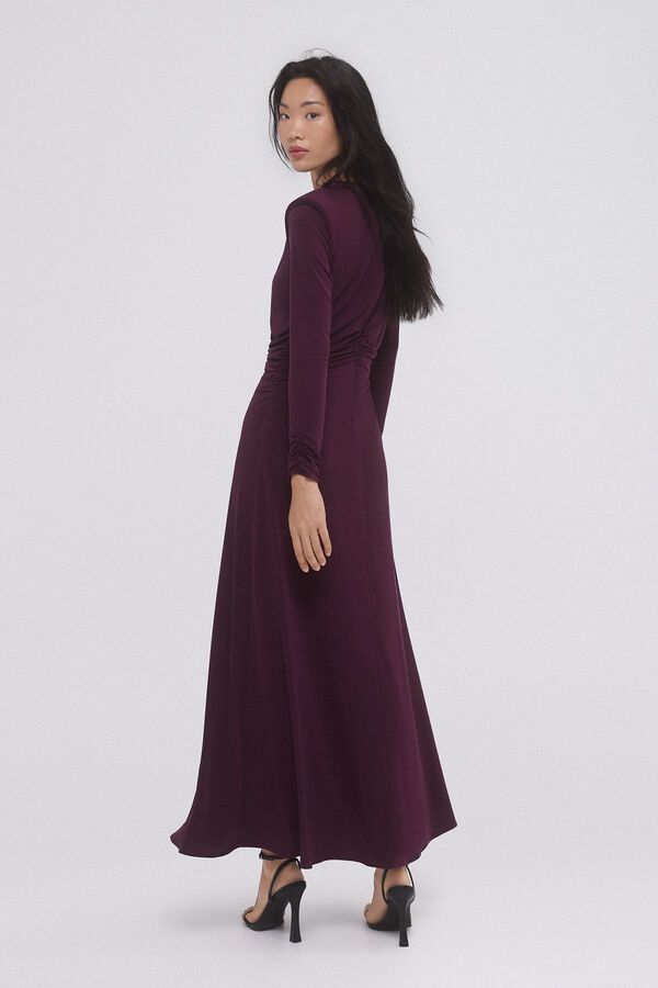 Pedro del Hierro Gathered jersey-knit dress Burgundy