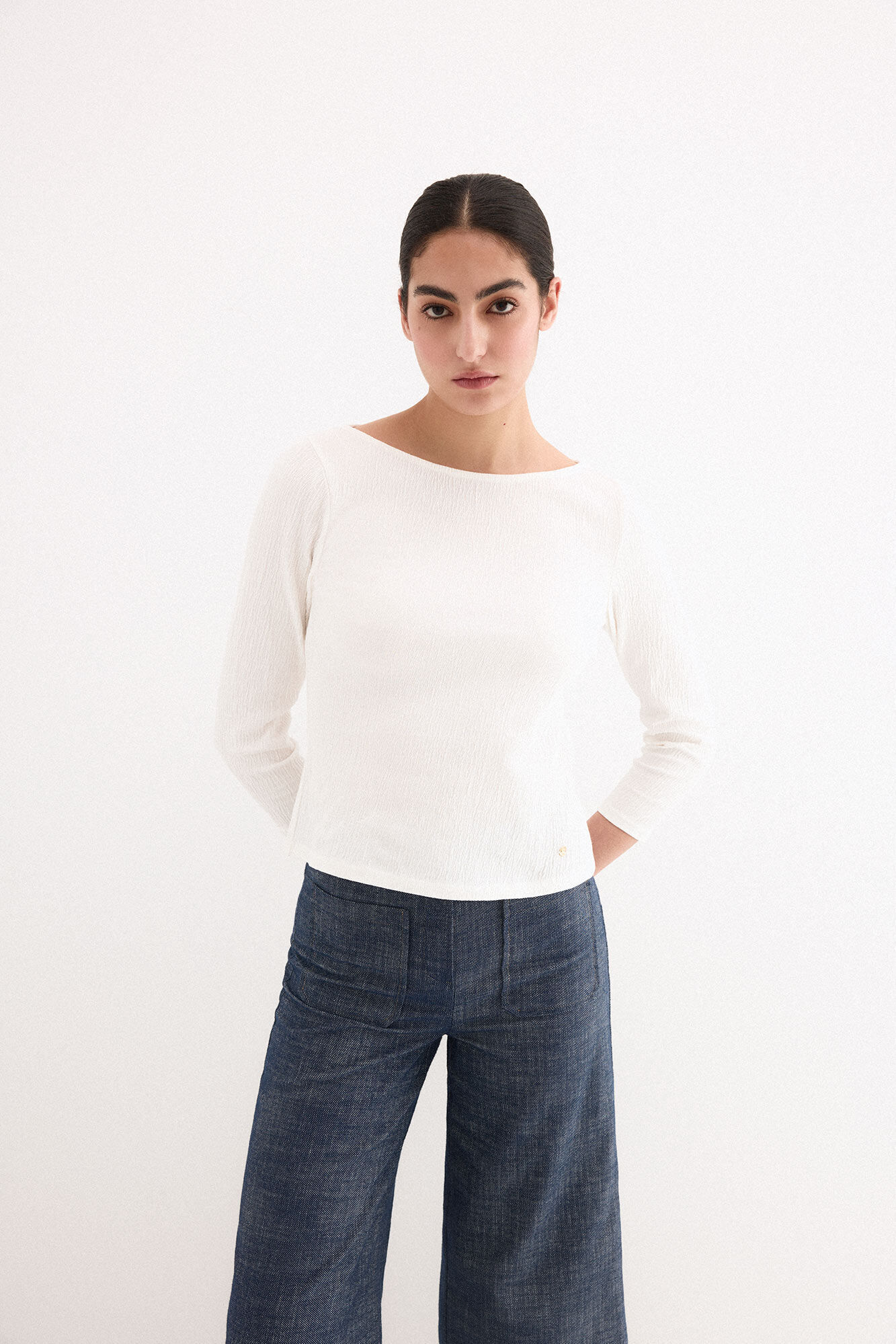 Pedro del Hierro Crinkled boat neck top