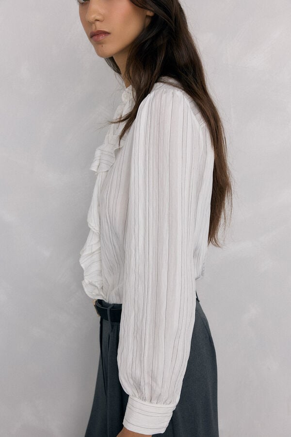 Pedro del Hierro Blusa riscas com folho Vários