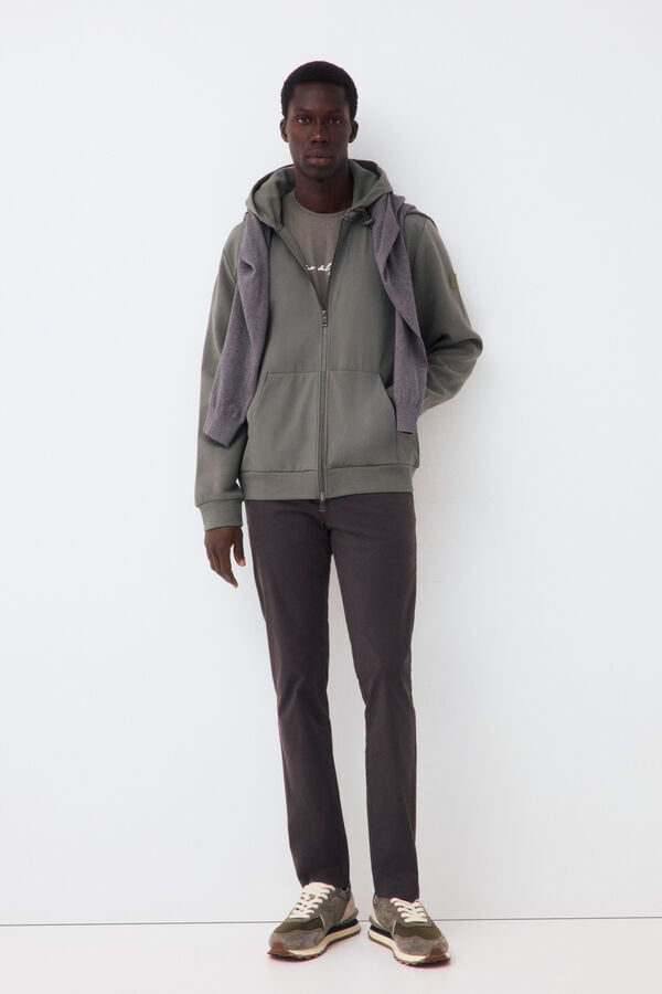 Pedro del Hierro Hooded technical cardigan Green