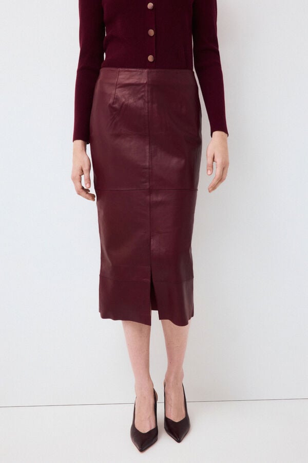 Pedro del Hierro Suede skirt Red