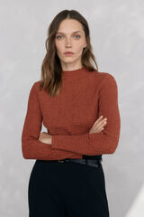 Pedro del Hierro Structured funnel neck t-shirt Brown