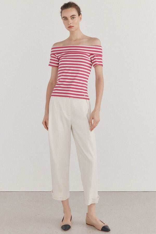 Pedro del Hierro Camisola sem ombros raias  Coral