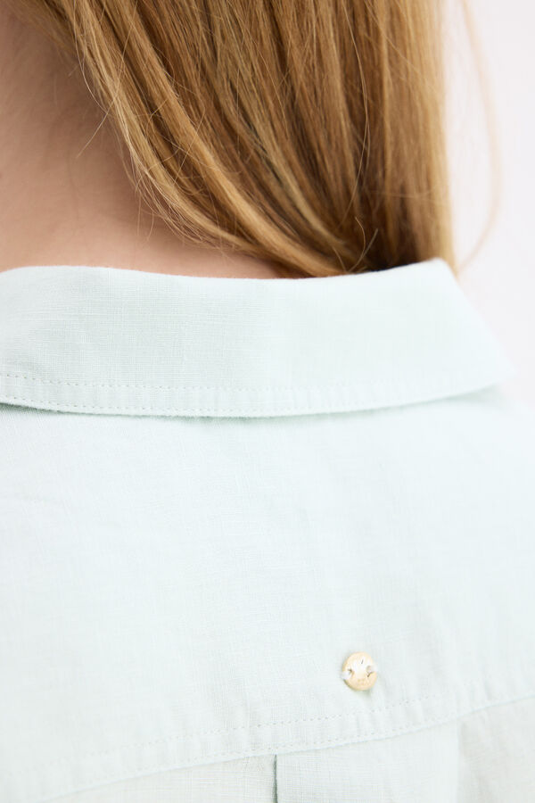 Pedro del Hierro Camisa manga comprida em linho Turquesa