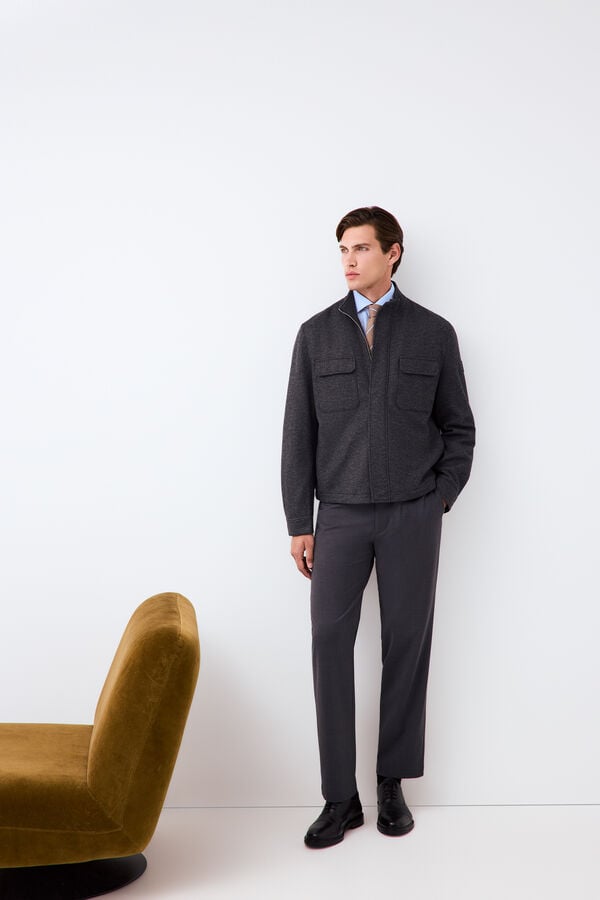 Pedro del Hierro Wool blend knit jacket Grey