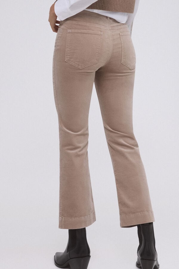 Pedro del Hierro Pantalón flare cropped terciopelo Gris