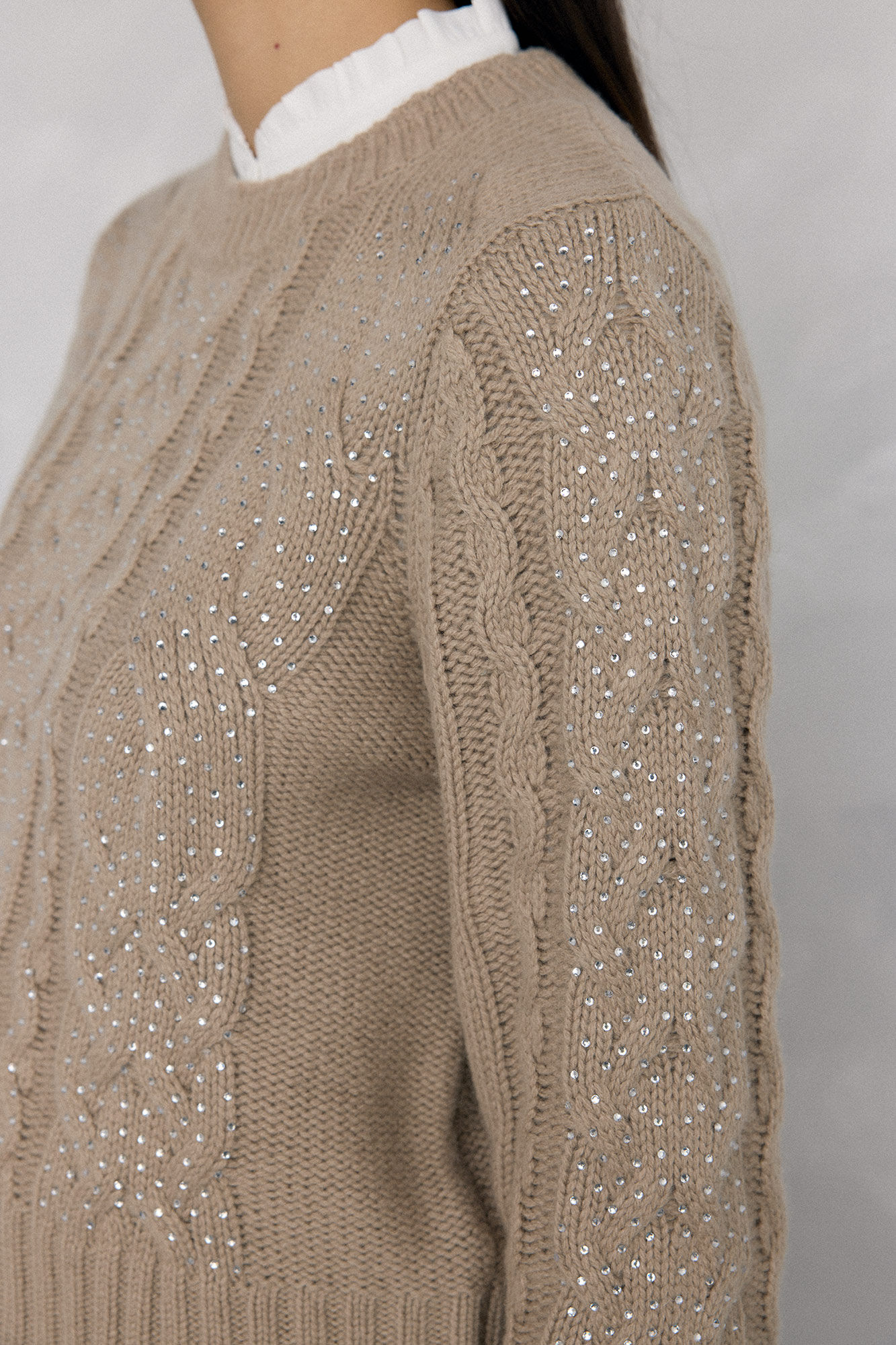 Pedro del Hierro Shiny studded cross-knit knit sweater