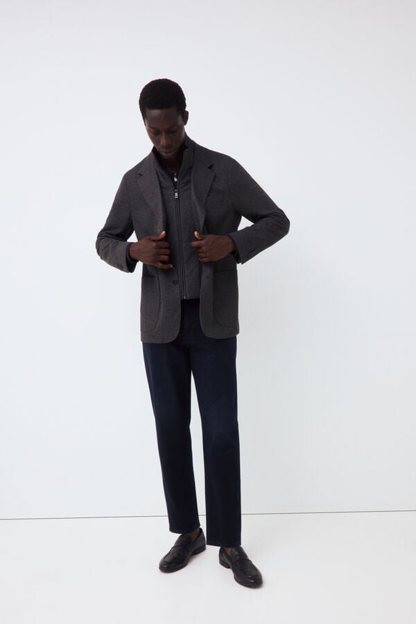 Pedro del Hierro Knit jacket with removable lining Grey