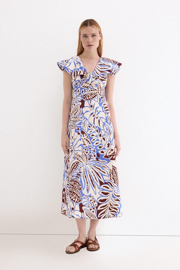 Pedro del Hierro Vestido midi volantes Azul