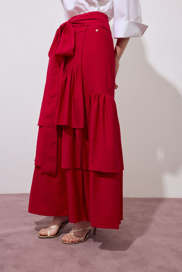 Pedro del Hierro Falda larga volantes Rojo