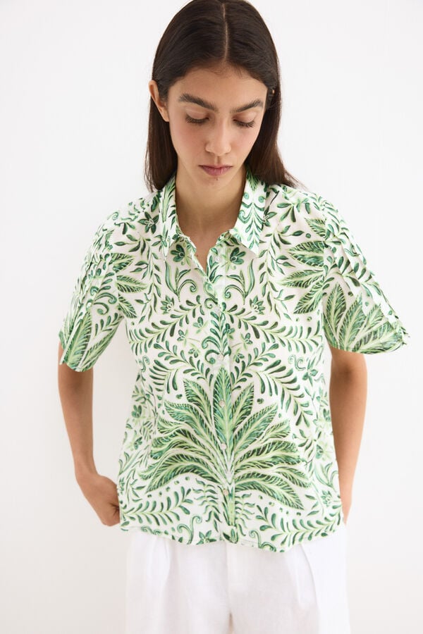 Pedro del Hierro Printed short sleeve shirt Green