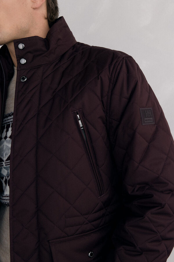 Pedro del Hierro Diamond-patterned quilted jacket Burgundy