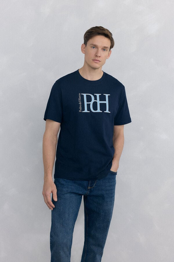 Pedro del Hierro Large logo T-shirt Blue
