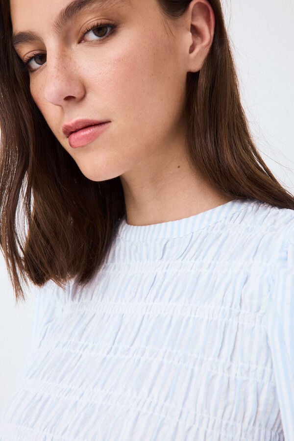 Pedro del Hierro Striped elasticated blouse Blue