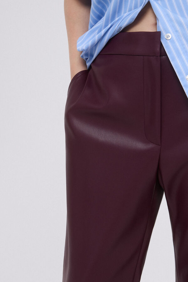 Pedro del Hierro Faux leather trousers Red