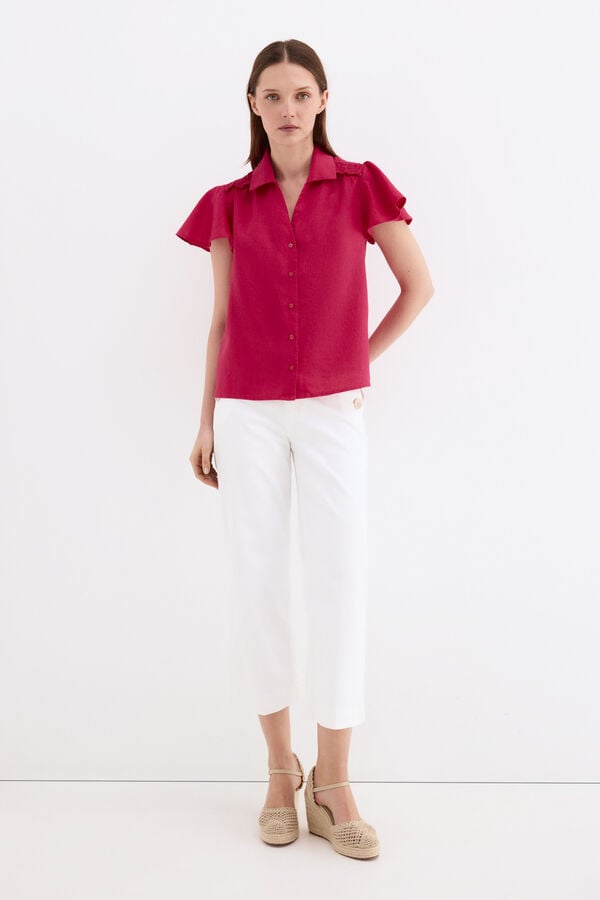 Pedro del Hierro Linen short sleeve blouse Pink