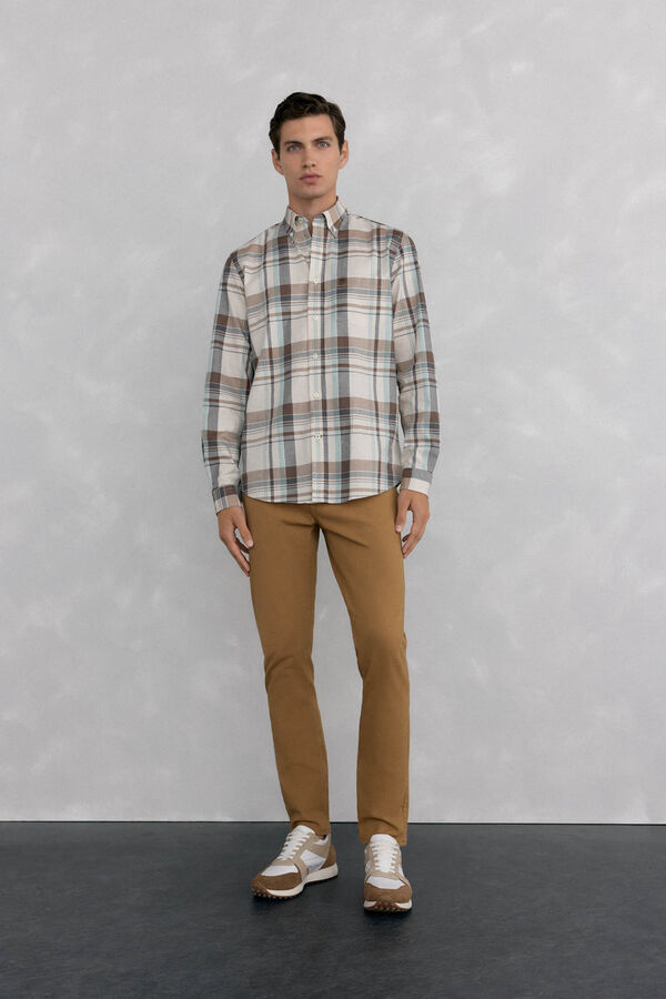 Pedro del Hierro Soft checkered twill Beige