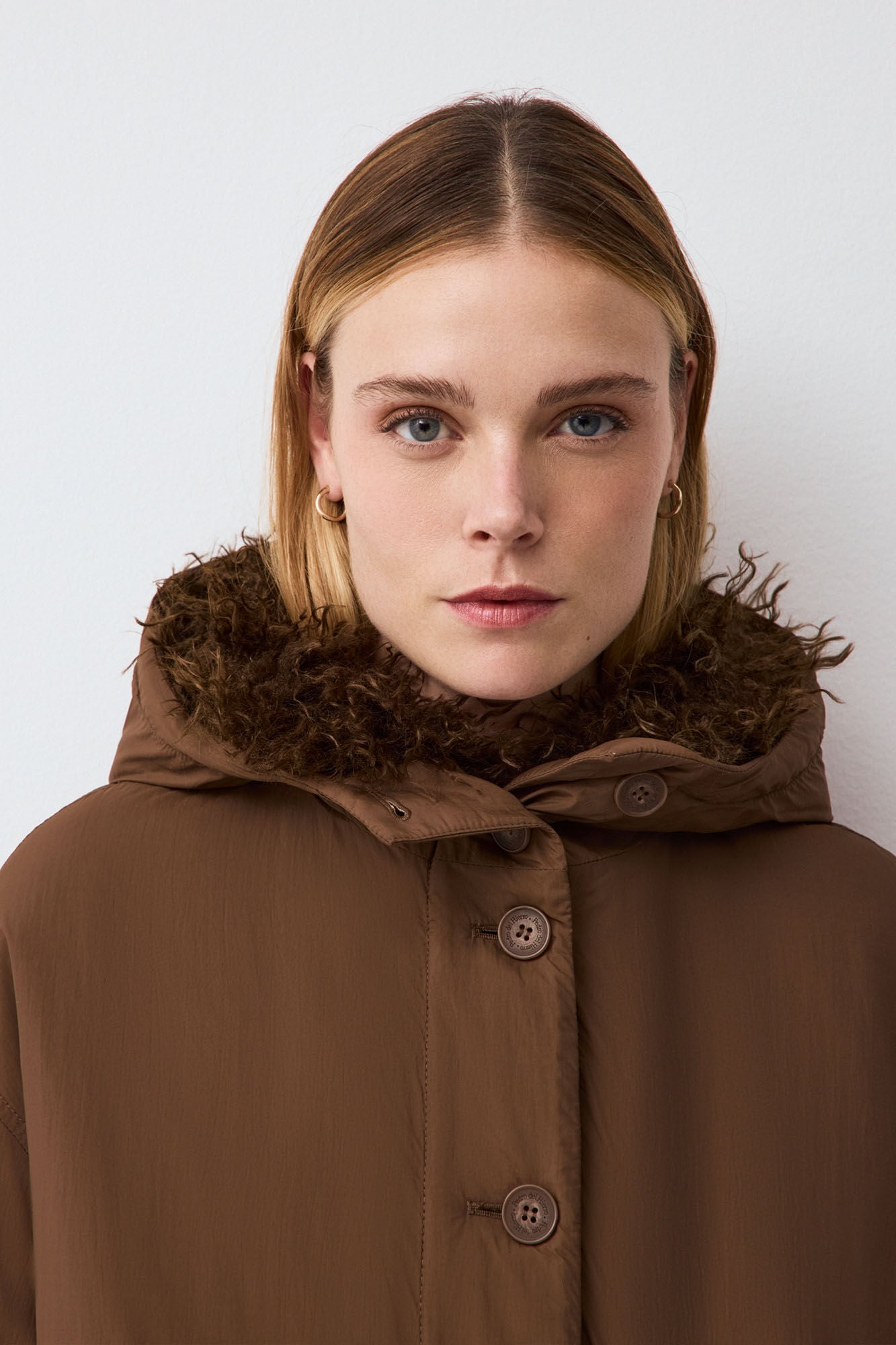 Pedro del Hierro Loose parka with fur hood