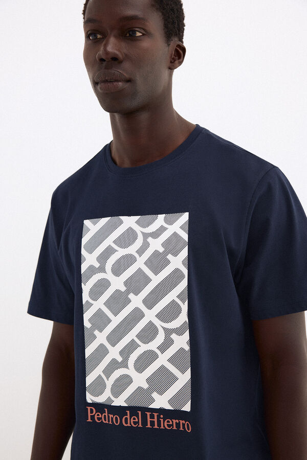 Pedro del Hierro Printed logo T-shirt Blue