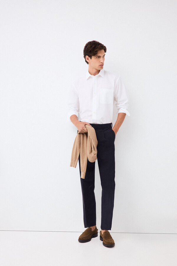 Pedro del Hierro Camisa lisa em popelina relax fit Branco