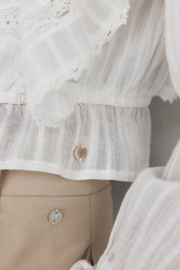 Pedro del Hierro Romantic ruffle blouse Ecru