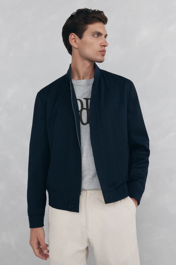 Pedro del Hierro Wool bomber jacket Blue
