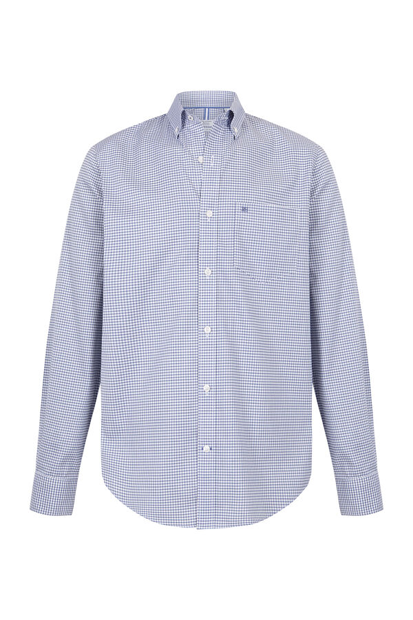 Pedro del Hierro Non-iron Oxford checked shirt Blue