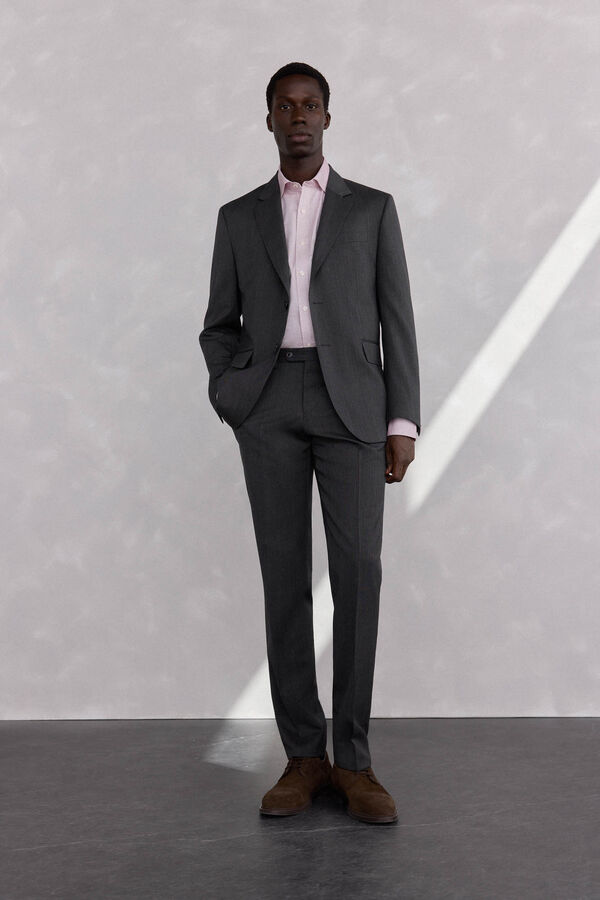 Pedro del Hierro Gray bi-stretch slim fit structured blazer Grey