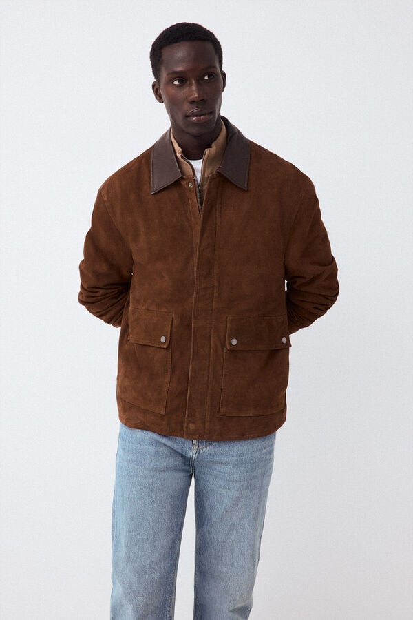 Pedro del Hierro Leather jacket Brown