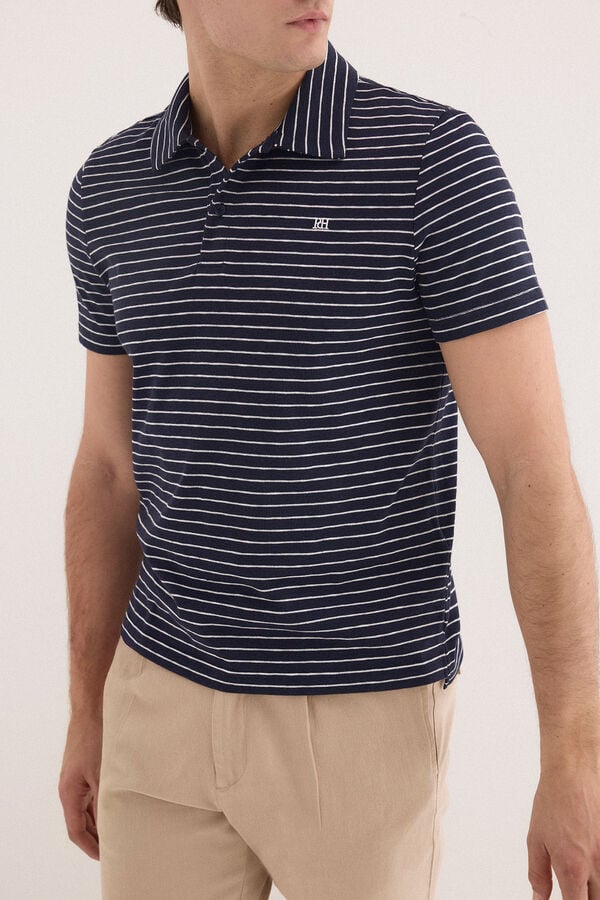 Pedro del Hierro Striped polo shirt Blue