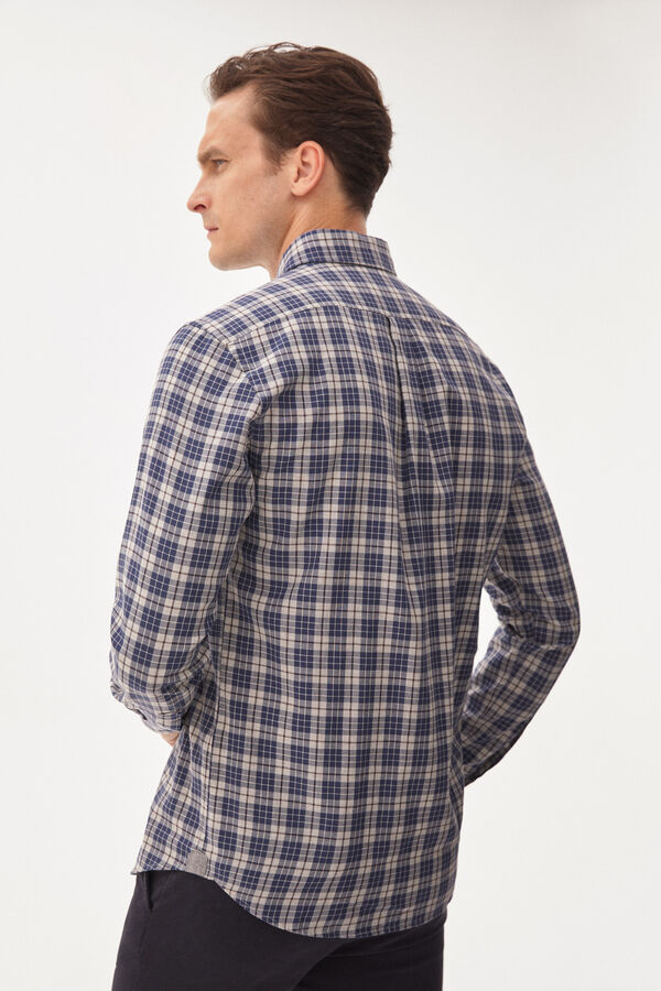 Pedro del Hierro Checked Tencel Modal shirt Blue
