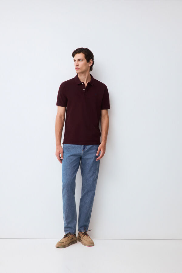 Pedro del Hierro Piqu&eacute; basic polo shirt Burgundy
