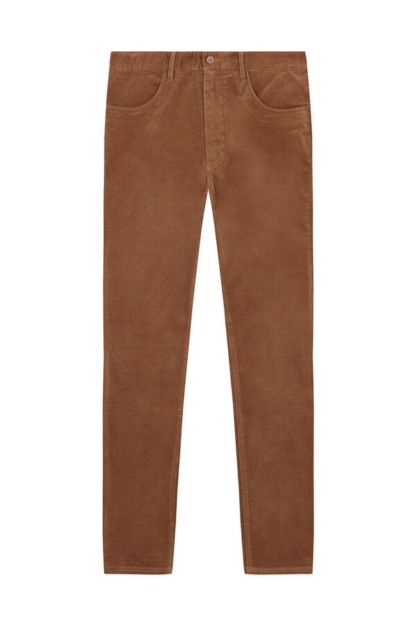 Pedro del Hierro Slim fit lightweight corduroy chinos pants Brown