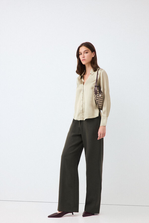 Pedro del Hierro Satin-finish basic shirt Green