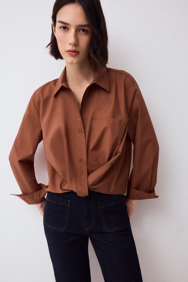 Pedro del Hierro Plain short shirt Brown
