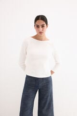 Pedro del Hierro Crinkled boat neck top White