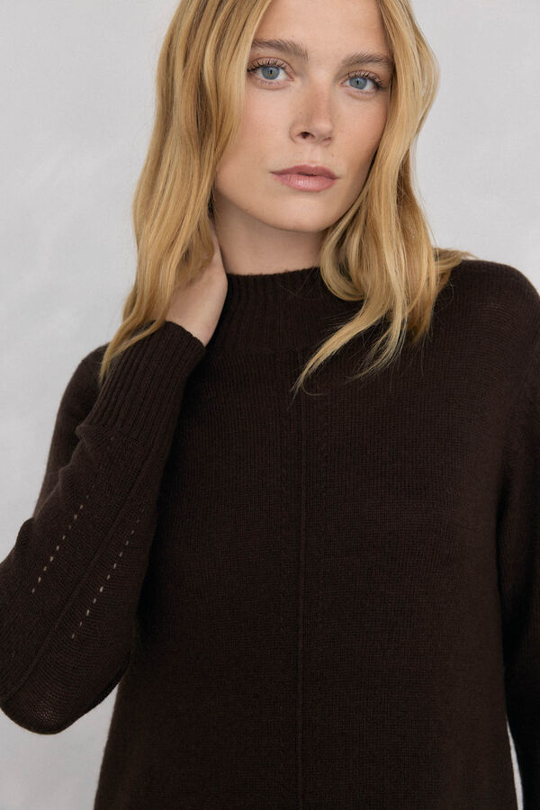 Pedro del Hierro jersey-knit dress with central seam in wool Brown