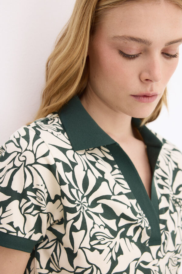 Pedro del Hierro Printed short sleeve polo shirt Green