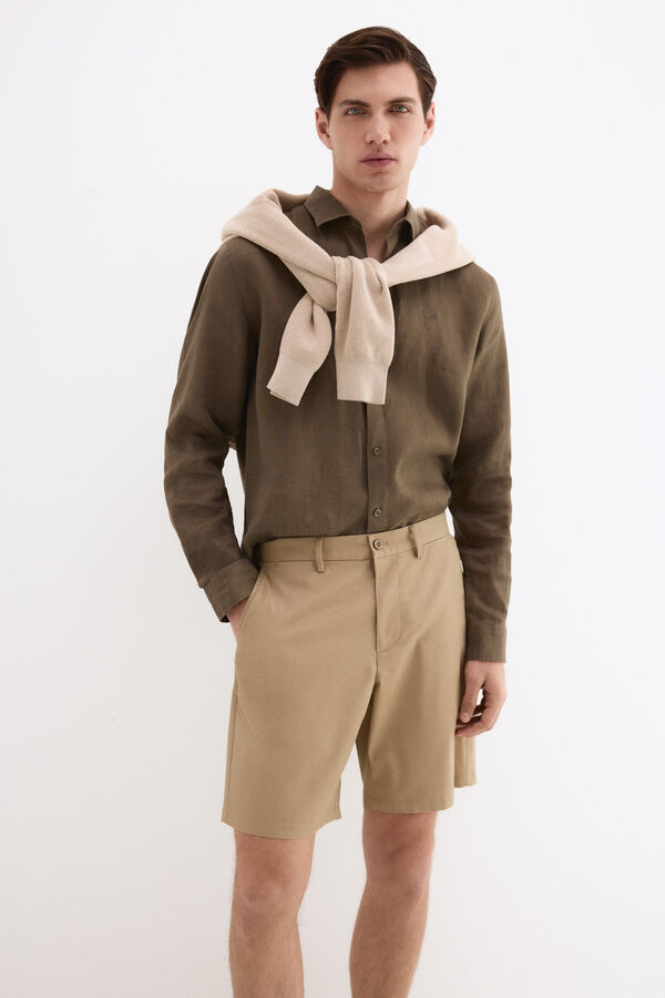 Pedro del Hierro Structured Bermuda shorts Beige
