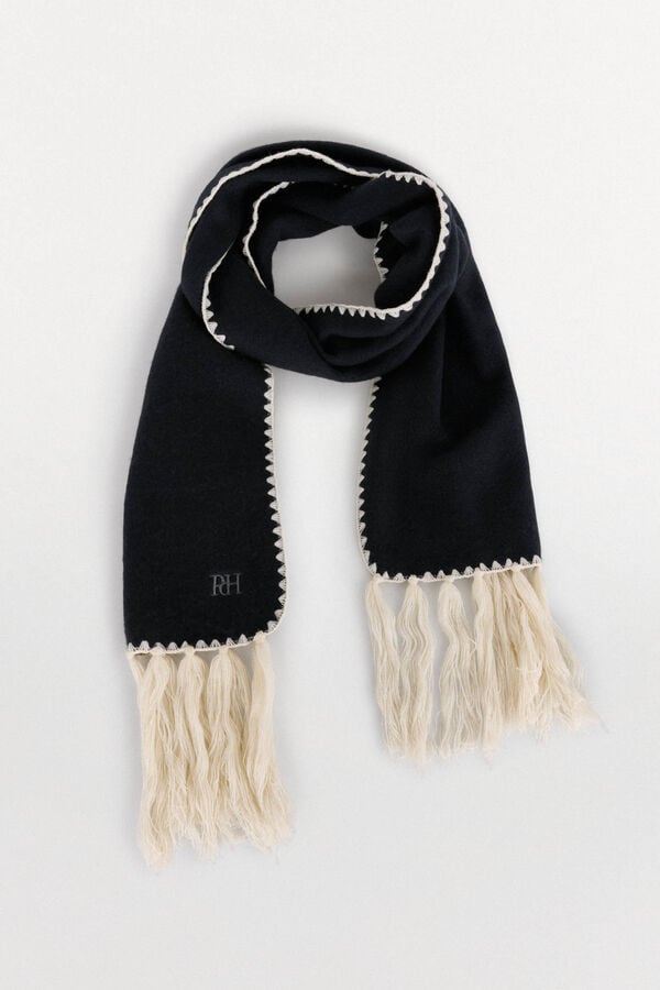 Pedro del Hierro Scarf with two-tone fringed ends Grey
