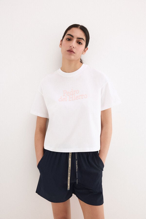 Pedro del Hierro Oversize activewear logo T-shirt White