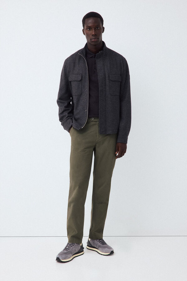 Pedro del Hierro Twill light regular dress chinos Green