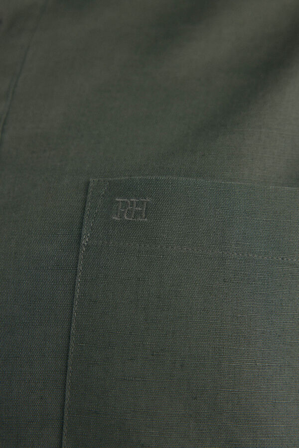 Pedro del Hierro Short sleeve linen fabric T-shirt Green