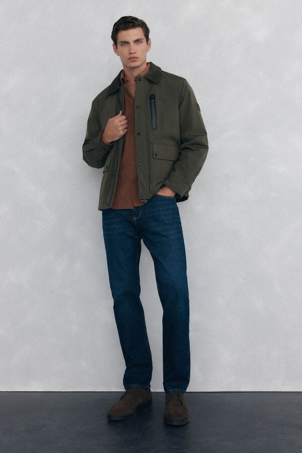 Pedro del Hierro Jacket with wool neck Green