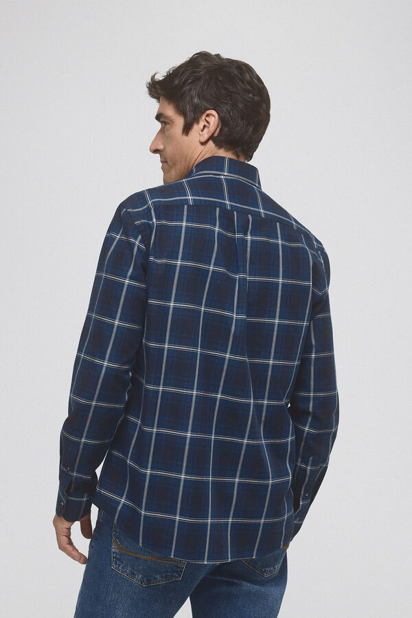Pedro del Hierro Checked twill shirt Blue