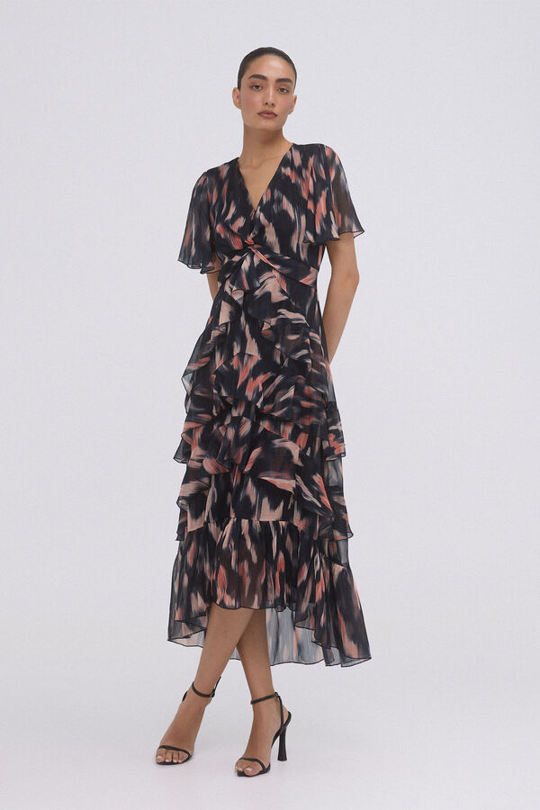 Pedro del Hierro Midi dress with ruffles Grey