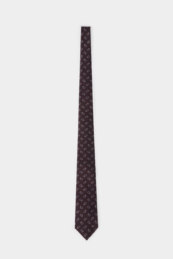 Pedro del Hierro Extra-fine silk tie Brown