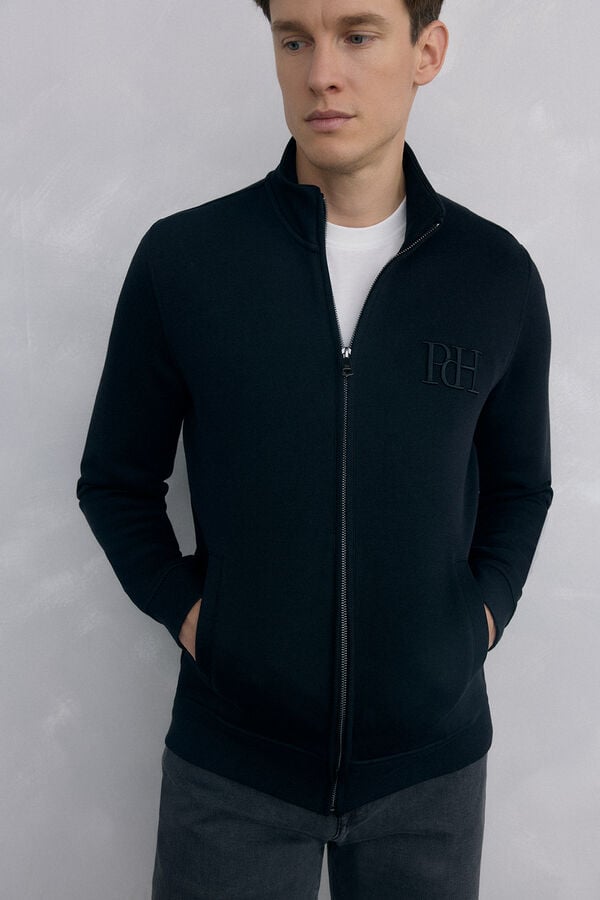 Pedro del Hierro Technical fabric cardigan Black